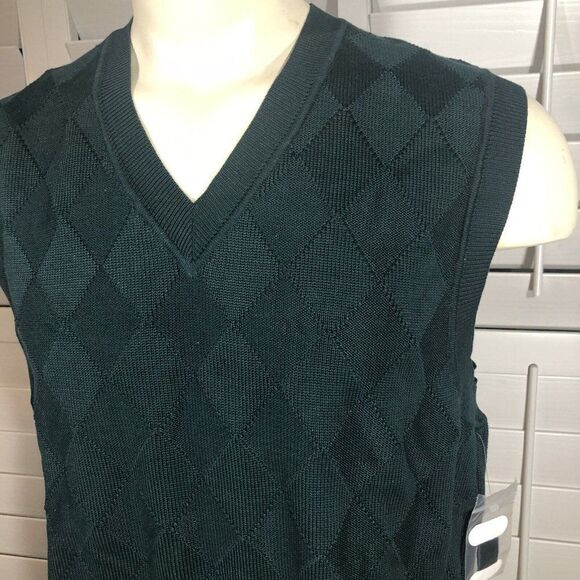 Fairway Greene Men's Pima Cotton V Neck Golf Sweater Vest Large Diamond Pattern - Picture 3 of 12